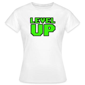 T-shirt de gaming Retro Level Up 8Bit - T-shirt Femme - blanc - Devant - AI Model Female 172 dark (172cm)