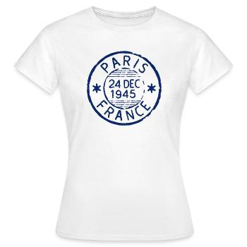 Paris France Postage Stamp Grunge Rubber Stamp Vec - Women's T-Shirt - white - Front - AI Model Female 172 dark (172cm)