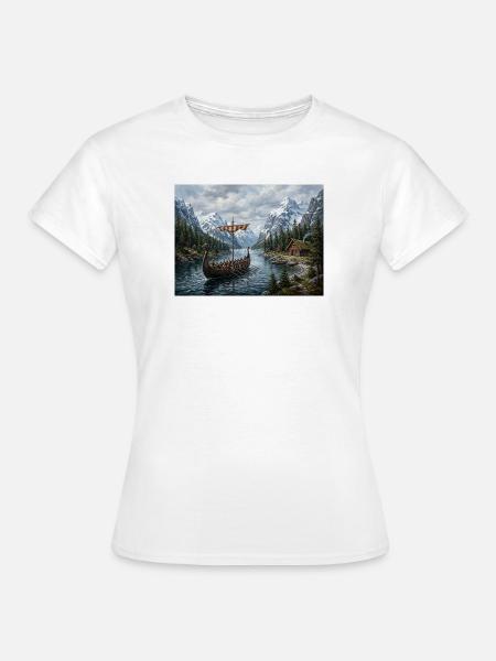 Wikinger-Langschiff - Frauen T-Shirt - Weiß
