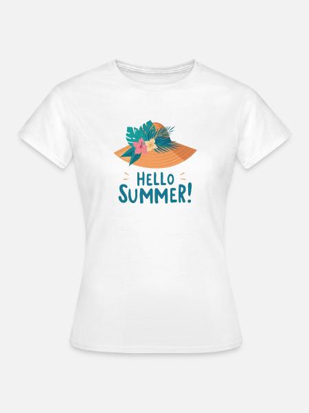 Hello Summer Strohhut Illustration - Frauen T-Shirt - Weiß