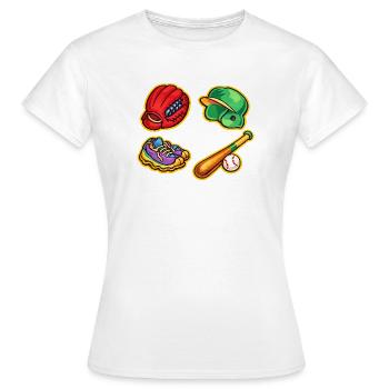 Mélange vibrant d’équipements de baseball - T-shirt Femme - blanc - Devant - AI Model Female 172 dark (172cm)