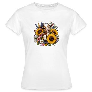 Un chevreau dans une mer de fleurs - T-shirt Femme - blanc - Devant - AI Model Female 172 dark (172cm)