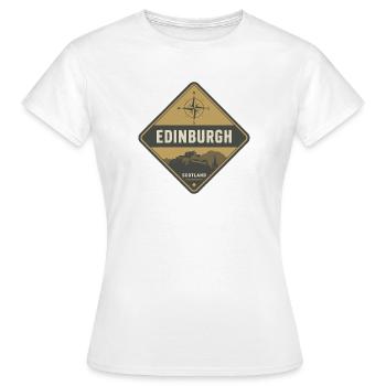 Edinburgh Castle Scotland Vintage Travel Badge - Women's T-Shirt - white - Front - AI Model Female 172 dark (172cm)