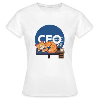 Schlafende Katze am Keyboard – Teamgeist - Frauen T-Shirt - Weiß - Vorne - AI Model Female 172 dark (172cm)