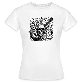 Gothic Skull Gitarrenmusik-Linienzeichnung - Frauen T-Shirt - Weiß - Vorne - AI Model Female 172 dark (172cm)