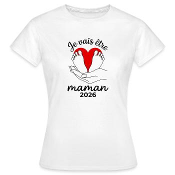 Je Vais Être Maman 2026 Pieds De Bébé - T-shirt Femme - blanc - Devant - AI Model Female 172 dark (172cm)