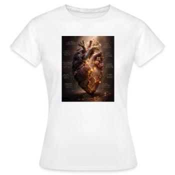 Leuchtendes Blütenherz – Bruch und Heilung - Frauen T-Shirt - Weiß - Vorne - AI Model Female 172 dark (172cm)