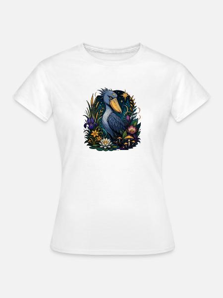 Shoebill Vogel im Blütenreich - Frauen T-Shirt - Weiß