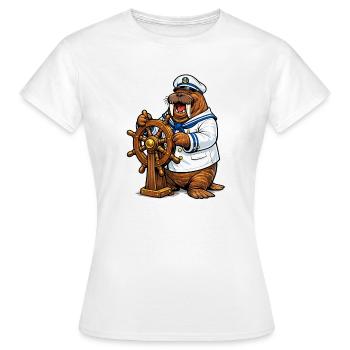 Walrus as a sailor - Women's T-Shirt - white - Front - AI Model Female 172 dark (172cm)