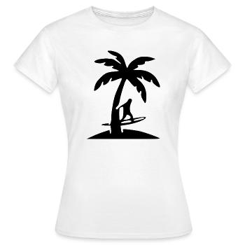 surf surfer palm tree gift holiday - Women's T-Shirt - white - Front - AI Model Female 172 dark (172cm)