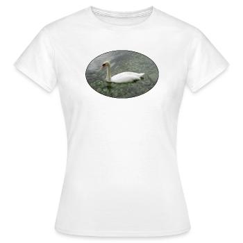 Un cygne nageant. - T-shirt Femme - blanc - Devant - AI Model Female 172 dark (172cm)
