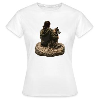 Resting Together on Rock with Husky - Women's T-Shirt - white - Front - AI Model Female 172 dark (172cm)