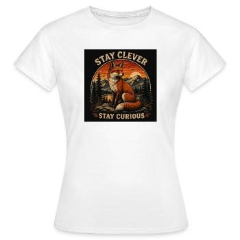 Reste malin Reste curieux Renard Vintage noir - T-shirt Femme - blanc - Devant - AI Model Female 172 dark (172cm)