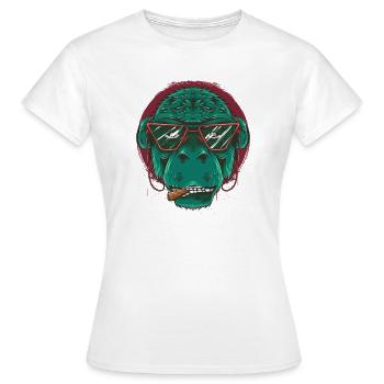 Lunettes de soleil singe chimpanzé cool - T-shirt Femme - blanc - Devant - AI Model Female 172 dark (172cm)