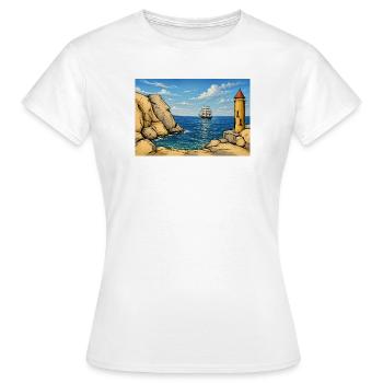 Phare en mer : Naviguer vers l’horizon - T-shirt Femme - blanc - Devant - AI Model Female 172 dark (172cm)