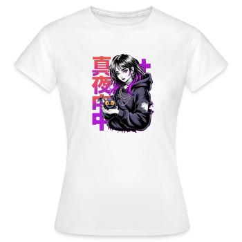 真夜中 Fille d’anime gothique aux cheveux violets chauve-souris mignonne - T-shirt Femme - blanc - Devant - AI Model Female 172 dark (172cm)
