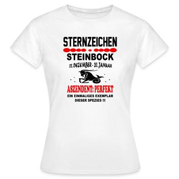 Steinbock Sternzeichen Horoskop Aszendent Perfekt - Frauen T-Shirt - Weiß - Vorne - AI Model Female 172 dark (172cm)