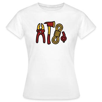 Graphismes des outils des pompiers - T-shirt Femme - blanc - Devant - AI Model Female 172 dark (172cm)