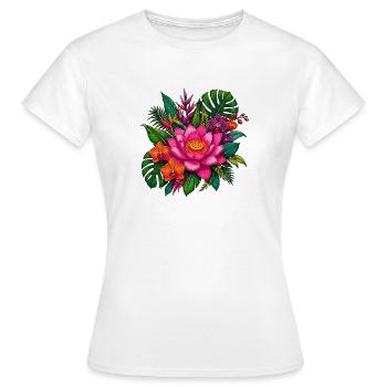 Pink Lotus and Tropical Blossoms Package - Women's T-Shirt - white - Front - AI Model Female 172 dark (172cm)