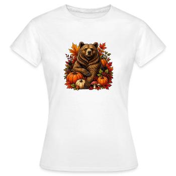Autumn bear with pumpkin magic - Women's T-Shirt - white - Front - AI Model Female 172 dark (172cm)