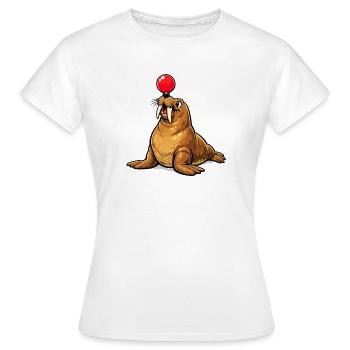 Morse avec balle - T-shirt Femme - blanc - Devant - AI Model Female 172 dark (172cm)
