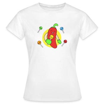 Le chili mange des bonbons - T-shirt Femme - blanc - Devant - AI Model Female 172 dark (172cm)