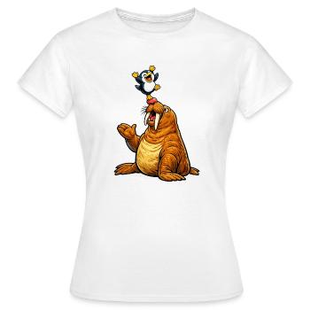 Morse et manchot - T-shirt Femme - blanc - Devant - AI Model Female 172 dark (172cm)