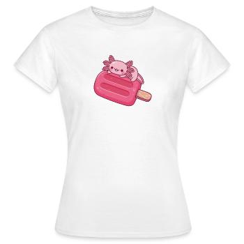 Mignon axolotl qui se détend sur de la glace rouge - T-shirt Femme - blanc - Devant - AI Model Female 172 dark (172cm)