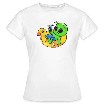 Alien Chill sur Pool Float - T-shirt Femme - blanc - Devant - AI Model Female 172 dark (172cm)