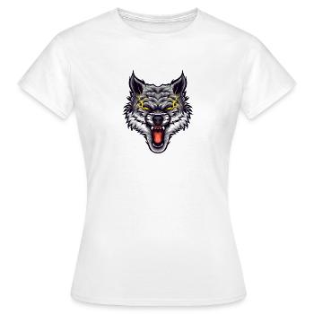 Angry Wolf Flashes Eyes Design - Women's T-Shirt - white - Front - AI Model Female 172 dark (172cm)
