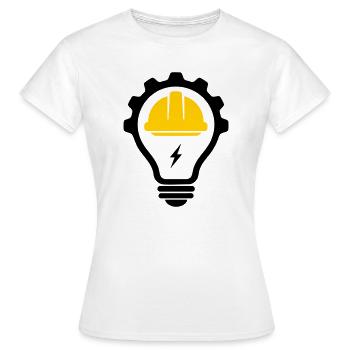 Elektriker Bauhelm Blitz und Glühbirne - Frauen T-Shirt - Weiß - Vorne - AI Model Female 172 dark (172cm)