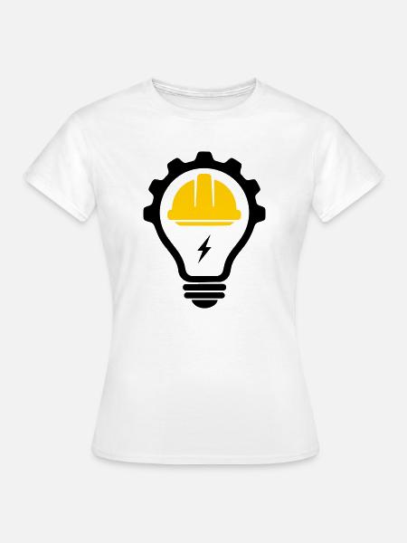 Elektriker Bauhelm Blitz und Glühbirne - Frauen T-Shirt - Weiß