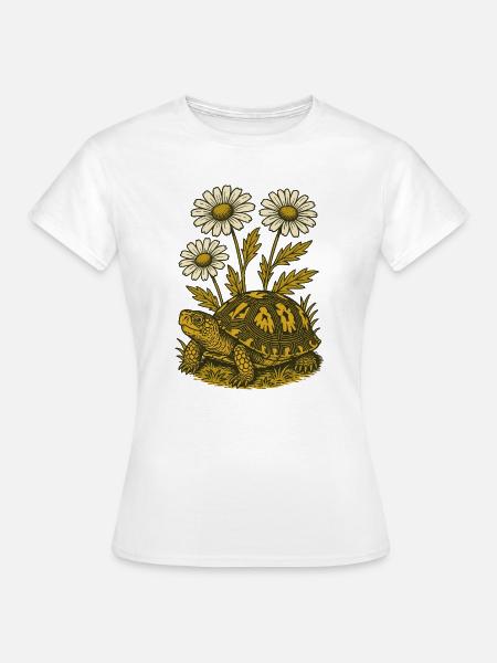 Gänseblümchen-Schildkröte - Frauen T-Shirt - Weiß