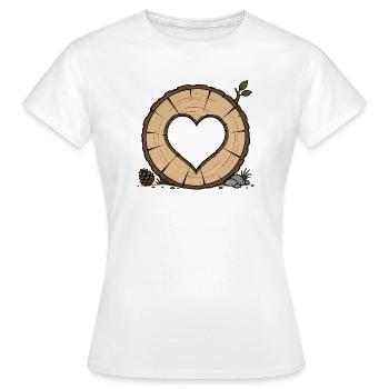 Heart in Tree Trunk Slice - Women's T-Shirt - white - Front - AI Model Female 172 dark (172cm)