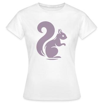 Silhouette minimaliste d’écureuil avec noix - T-shirt Femme - blanc - Devant - AI Model Female 172 dark (172cm)