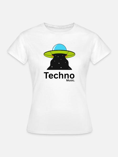 UFO-Strahl über Nachthimmel - Frauen T-Shirt - Weiß