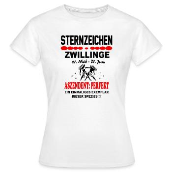 Ascendent: Perfekt Sternzeichen Zwilling - Frauen T-Shirt - Weiß - Vorne - AI Model Female 172 dark (172cm)