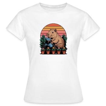 Jardinier capybara Coucher de soleil mignon - T-shirt Femme - blanc - Devant - AI Model Female 172 dark (172cm)