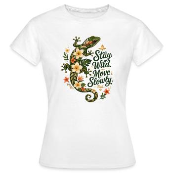 Reste déchaîné. Bougez lentement. – Gecko tropical de Bali | FL - T-shirt Femme - blanc - Devant - AI Model Female 172 dark (172cm)