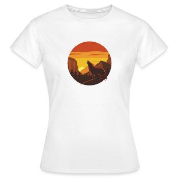 Wolf Sunset Mountains Design - Women's T-Shirt - white - Front - AI Model Female 172 dark (172cm)
