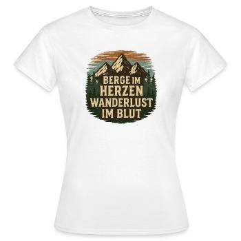 Berge im Herzen – Wanderlust im Blut - Frauen T-Shirt - Weiß - Vorne - AI Model Female 172 dark (172cm)