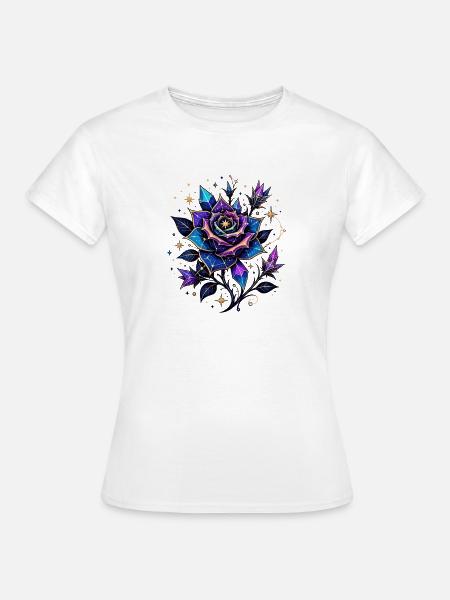 Kristallrose Nachtblau - Frauen T-Shirt - Weiß