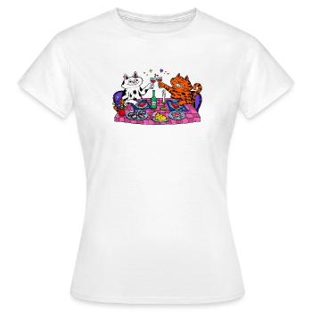 Cat Dinner Party Evening Splendour - Women's T-Shirt - white - Front - AI Model Female 172 dark (172cm)