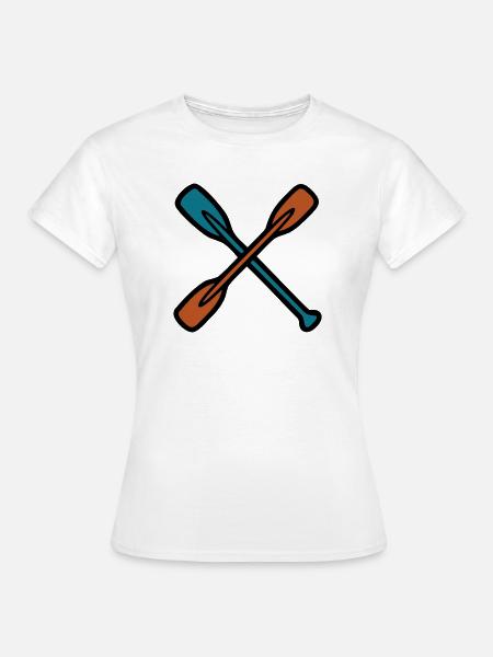 Gekreuzte Paddel Grafik - Frauen T-Shirt - Weiß