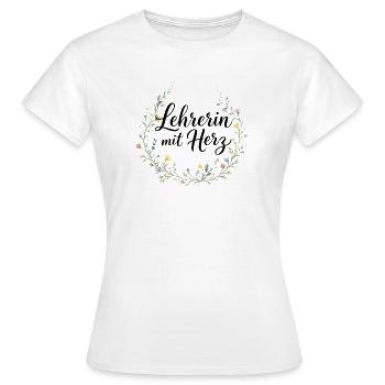 Lehrerin mit Herz - Frauen T-Shirt - Weiß - Vorne - AI Model Female 172 dark (172cm)