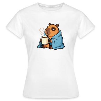 Don't Worry, Be Capy - Funny Coffee Capybara - Women's T-Shirt - white - Front - AI Model Female 172 dark (172cm)