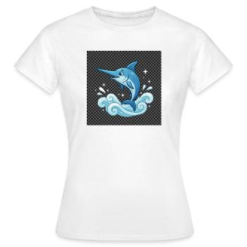 Motif de saut de dauphin d’eau - T-shirt Femme - blanc - Devant - AI Model Female 172 dark (172cm)