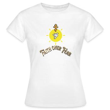 Faith Over Fear - Pigeon Vintage - Women's T-Shirt - white - Front - AI Model Female 172 dark (172cm)
