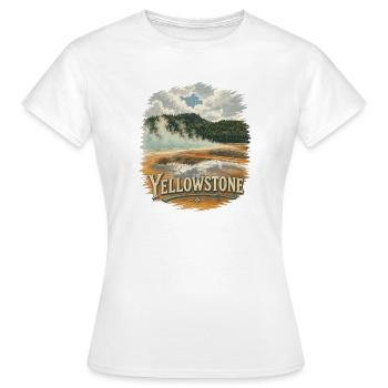 Yellowstone Grand Prismatic Printemps Vintage - T-shirt Femme - blanc - Devant - AI Model Female 172 dark (172cm)