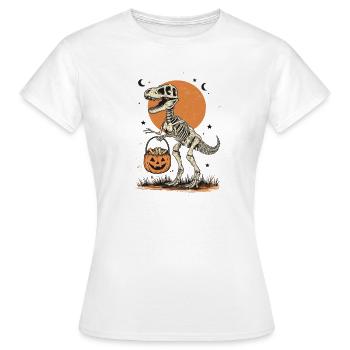 Halloween Party T Dinosaur Halloween Motifs - Women's T-Shirt - white - Front - AI Model Female 172 dark (172cm)